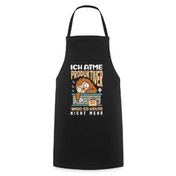 I'm breathing – it doesn't get any more productive today - Cooking Apron - black - Front - AI Model Male 185 dark (185cm)