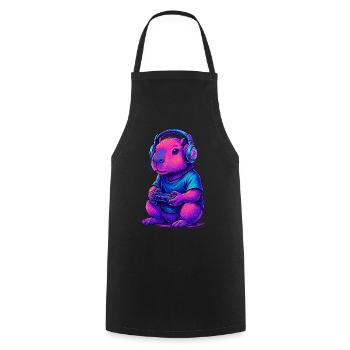 Capybara Gaming Gamer Zocken Zocker Videospiele - Kochschürze - Schwarz - Vorne - AI Model Male 185 dark (185cm)
