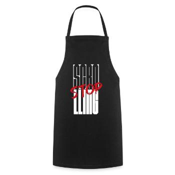 Stoppen Sie das Scrollen Typografie-Design - Kochschürze - Schwarz - Vorne - AI Model Male 185 dark (185cm)