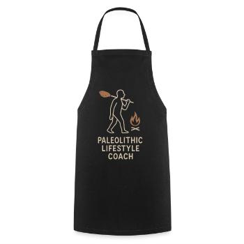 Prehistoric stone tools of Homo - Cooking Apron - black - Front - AI Model Male 185 dark (185cm)