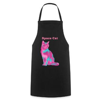 Space Cat - Cooking Apron - black - Front - AI Model Male 185 dark (185cm)