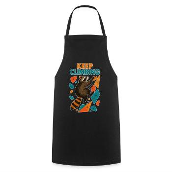 Bouldering Raccoon Keep Climbing Motivation - Cooking Apron - black - Front - AI Model Male 185 dark (185cm)
