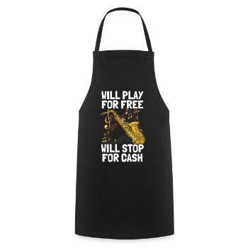 Je jouerai gratuitement Saxophon Saxophon Player - Tablier de cuisine - noir - Devant - AI Model Male 185 dark (185cm)