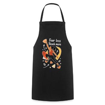 Motivation pour le bloc – Moins de peur. Atteindre plus de portes. - Tablier de cuisine - noir - Devant - AI Model Male 185 dark (185cm)