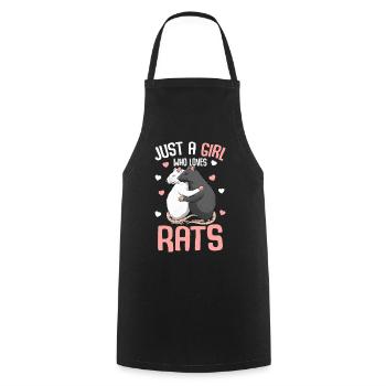 Rats Hug: Girl Who Loves Rats - Cooking Apron - black - Front - AI Model Male 185 dark (185cm)