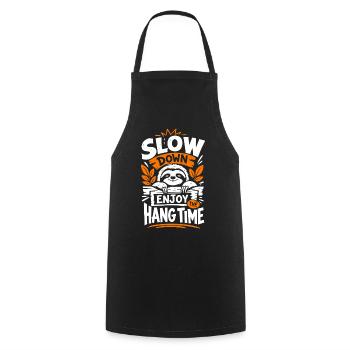 Slow Down Enjoy The Hang Time - Kochschürze - Schwarz - Vorne - AI Model Male 185 dark (185cm)