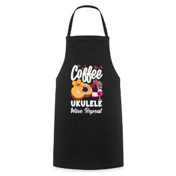 Designs et expressions amusantes de ukulélé - Tablier de cuisine - noir - Devant - AI Model Male 185 dark (185cm)