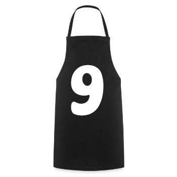 Neun: Minimalistische Ziffer 9 | Neunter - Kochschürze - Schwarz - Vorne - AI Model Male 185 dark (185cm)