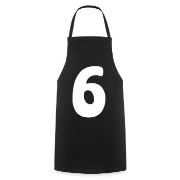 Six: Minimalist Numeral 6 | Sixth - Cooking Apron - black - Front - AI Model Male 185 dark (185cm)