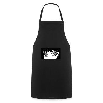 Anime Eyes Black white - Cooking Apron - black - Front - AI Model Male 185 dark (185cm)