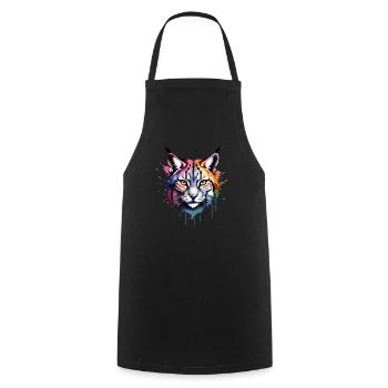 Lynx, Feline, Cool, Cool, Colorful, Watercolor - Cooking Apron - black - Front - AI Model Male 185 dark (185cm)