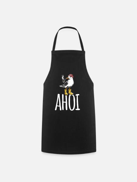 Möwe - Ahoi - Nordsee - Geschenk - Kochschürze - Schwarz