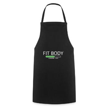 Fit Body | Fitness, Workout, Protein, Gym, Eiweiss - Kochschürze - Schwarz - Vorne - AI Model Male 185 dark (185cm)