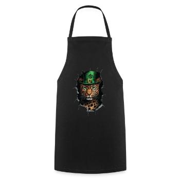St. Patrick Leopard - Kochschürze - Schwarz - Vorne - AI Model Male 185 dark (185cm)