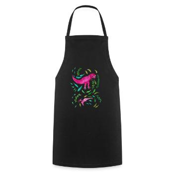 Pink T-Rex Florales Design Geschenk - Kochschürze - Schwarz - Vorne - AI Model Male 185 dark (185cm)
