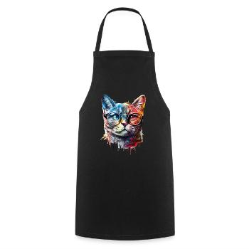 Süße bunte Katze - Kochschürze - Schwarz - Vorne - AI Model Male 185 dark (185cm)