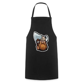 Olaf, the Bold: Cartoon Viking Olaf - Cooking Apron - black - Front - AI Model Male 185 dark (185cm)