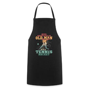 Never Underestimate An Old Man With A Tennis Racke - Cooking Apron - black - Front - AI Model Male 185 dark (185cm)
