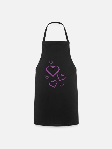 Herz violett violettes Herz Muster violett - Kochschürze - Schwarz