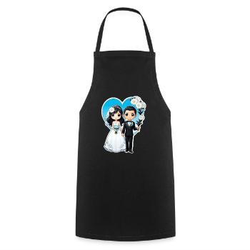Just Married - For Wedding - Cooking Apron - black - Front - AI Model Male 185 dark (185cm)
