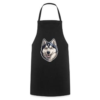 Siberian Husky - Cooking Apron - black - Front - AI Model Male 185 dark (185cm)