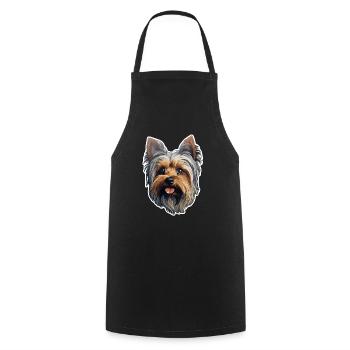 Yorkshire Terrier Head - Cooking Apron - black - Front - AI Model Male 185 dark (185cm)
