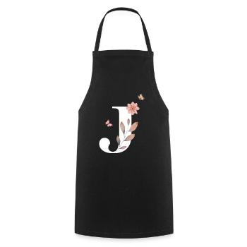 Letter j Wildflowers Watercolors - Cooking Apron - black - Front - AI Model Male 185 dark (185cm)