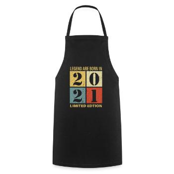 Original Calendrier 2021 Vintage anniversaire rétr - Tablier de cuisine - noir - Devant - AI Model Male 185 dark (185cm)