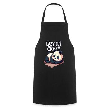 Lazy But Crazy - Cooking Apron - black - Front - AI Model Male 185 dark (185cm)