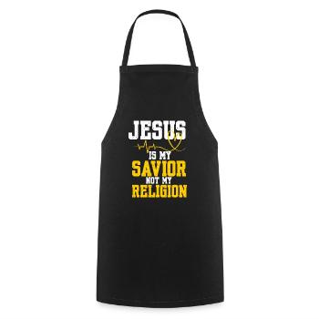 Jesus Is My Savior Gott Religion Kreuz Glaube - Kochschürze - Schwarz - Vorne - AI Model Male 185 dark (185cm)