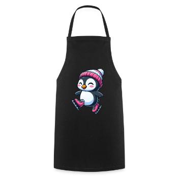 mignon dessin animé pingouin patinage sur glace patinage artistique - Tablier de cuisine - noir - Devant - AI Model Male 185 dark (185cm)