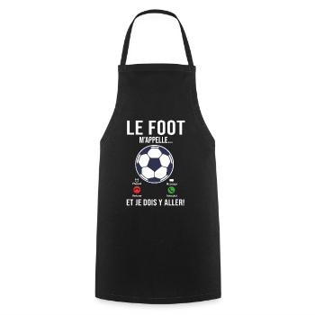 le Foot m'appelle Cadeau Humour football joueur - Tablier de cuisine - noir - Devant - AI Model Male 185 dark (185cm)
