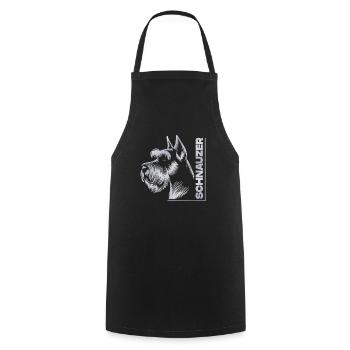 Schnauzer Portrait dessin tête argent - Tablier de cuisine - noir - Devant - AI Model Male 185 dark (185cm)
