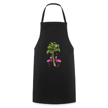 Tropical Flamingo Christmas - Cooking Apron - black - Front - AI Model Male 185 dark (185cm)