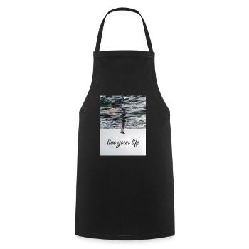 Beautiful saying - Live your life - Cooking Apron - black - Front - AI Model Male 185 dark (185cm)
