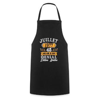Cadeau D'anniversaire 45 Ans juillet 1977 Rétro - Tablier de cuisine - noir - Devant - AI Model Male 185 dark (185cm)