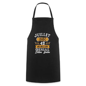 Cadeau D'anniversaire 42 Ans juillet 1980 Rétro - Tablier de cuisine - noir - Devant - AI Model Male 185 dark (185cm)