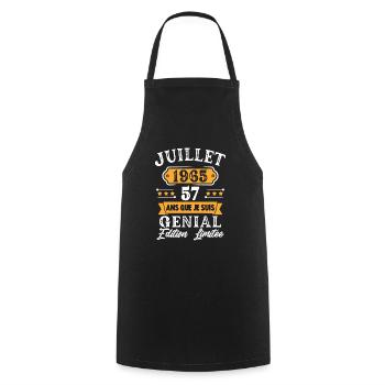 Cadeau D'anniversaire 57 Ans juillet 1965 Rétro - Tablier de cuisine - noir - Devant - AI Model Male 185 dark (185cm)