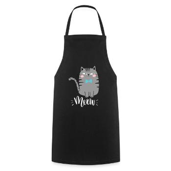 Mignon Kawaii drôle de chat disant miaulement - Tablier de cuisine - noir - Devant - AI Model Male 185 dark (185cm)