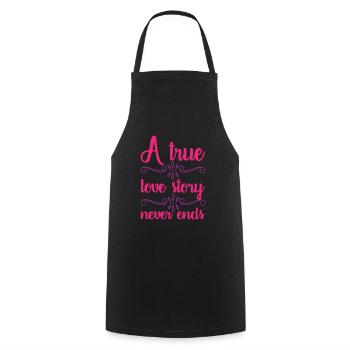 Une vraie histoire d'amour .... Cadeau de Saint Valentin - Tablier de cuisine - noir - Devant - AI Model Male 185 dark (185cm)