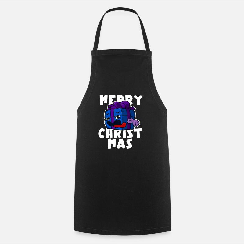 Joyeux Noël - Dessin animé de cadeau de Noël - Tablier de cuisine - noir