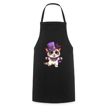 Chat Siamois Mardi Gras Bande Dessinée Mignon - Tablier de cuisine - noir - Devant - AI Model Male 185 dark (185cm)