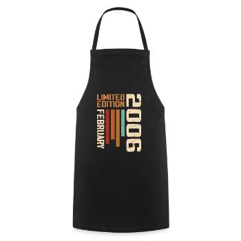 Born in February 2006 Retro 2006 Anniversary - Cooking Apron - black - Front - AI Model Male 185 dark (185cm)