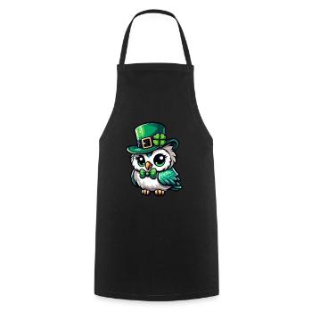 Conception mignonne bande dessinée Harfang des neiges de la Saint-Patrick - Tablier de cuisine - noir - Devant - AI Model Male 185 dark (185cm)