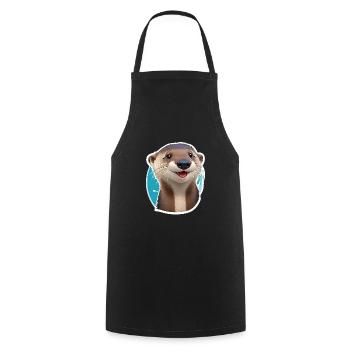 Loutre mignonne - Tablier de cuisine - noir - Devant - AI Model Male 185 dark (185cm)
