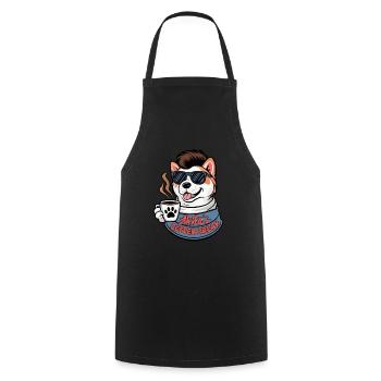 Süßer Cartoon Akita Inu Hund mit Kaffee - Kochschürze - Schwarz - Vorne - AI Model Male 185 dark (185cm)