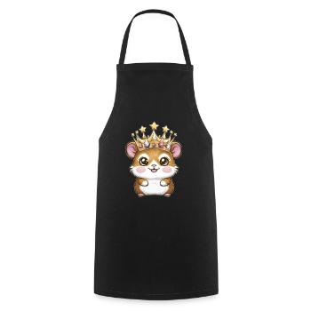 Hamster as King with Crown - Cooking Apron - black - Front - AI Model Male 185 dark (185cm)