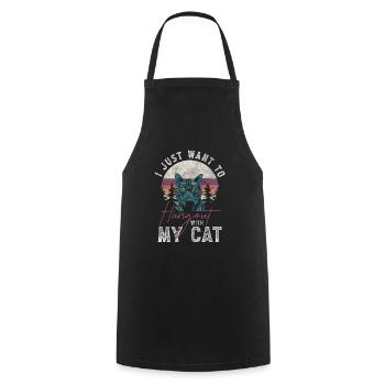 Chats, chat domestique, chat sauvage, poils de chat - Tablier de cuisine - noir - Devant - AI Model Male 185 dark (185cm)