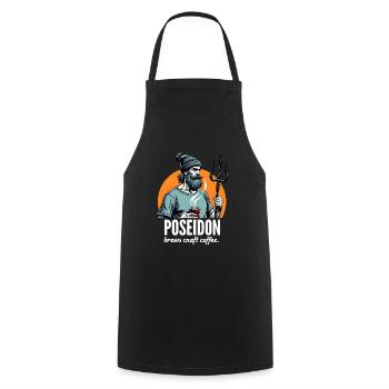 Poséidon prépare également du café artisanal ! - Tablier de cuisine - noir - Devant - AI Model Male 185 dark (185cm)