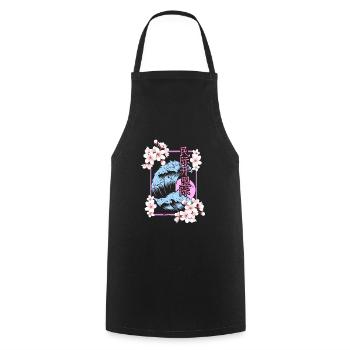 Cherry Blossoms Spring Cherry - Cooking Apron - black - Front - AI Model Male 185 dark (185cm)